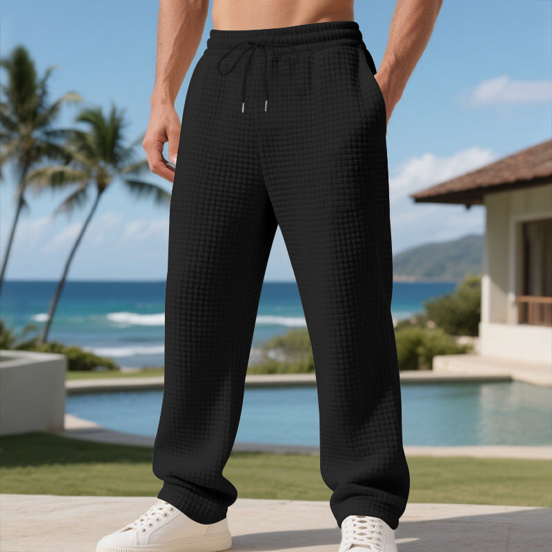 Men's waffle structure lounge pants with elastic waistband, drawstring and side pockets StylebySassy