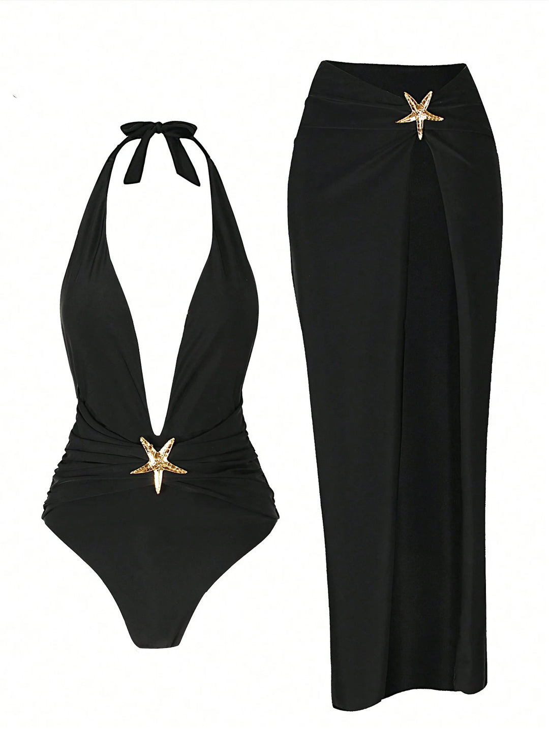 Women elegant one-piece swimsuit with chic skirt StylebySassy
