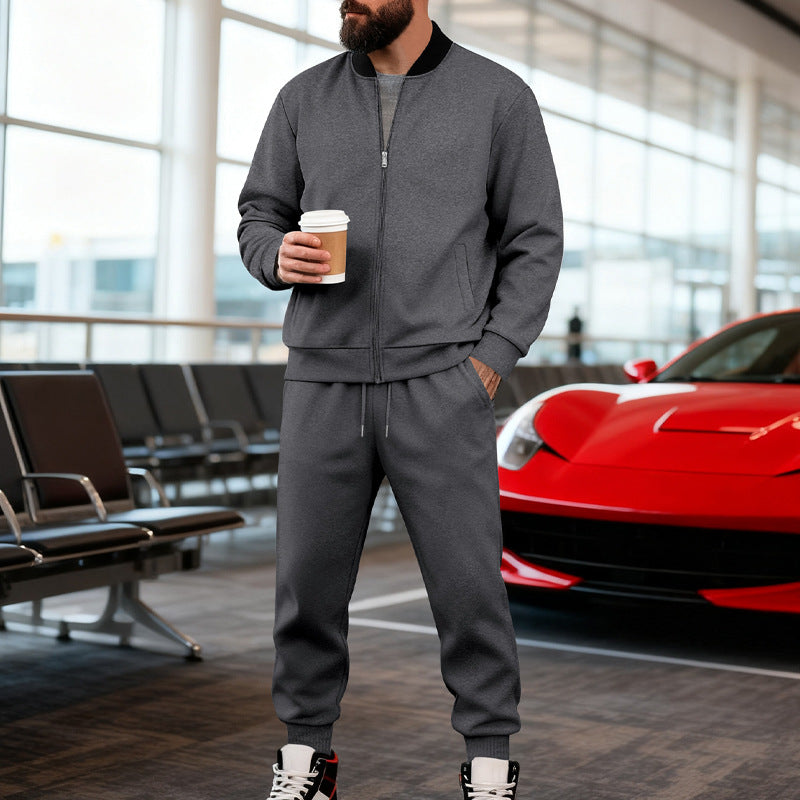 Men's sporty leisure suit made of soft cotton blend with zip jacket and elastic jogging pants StylebySassy