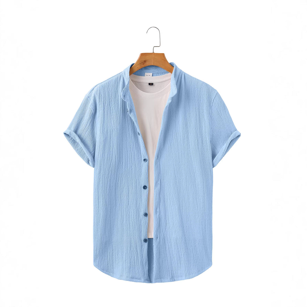 Men's lightweight wrinkle structure overshirt with rolled-up sleeves relaxed overshirt silhouette StylebySassy