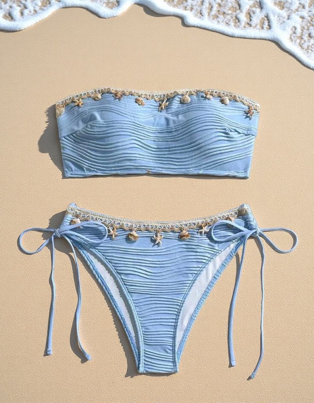 Women's bandeau bikini with intricate shell details StylebySassy