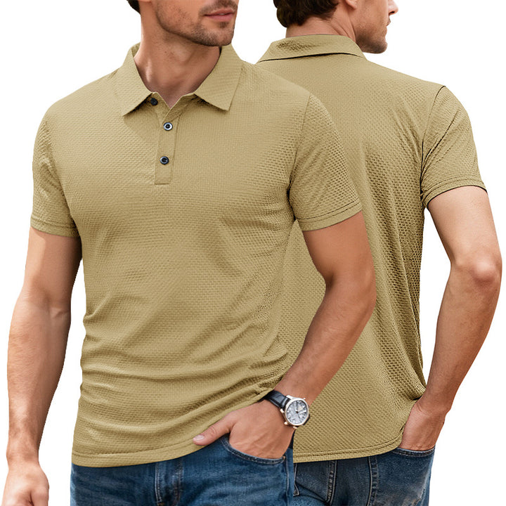 Men's nano structured micro jacquard polo shirt with slim fit and elastic comfort stretch StylebySassy