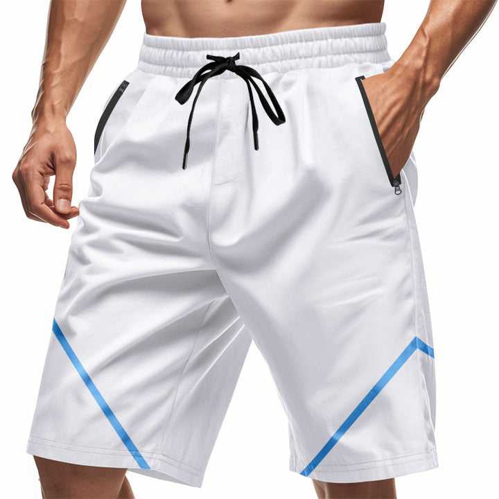 Men's breathable training shorts with zippered pockets and elastic drawstring waistband StylebySassy