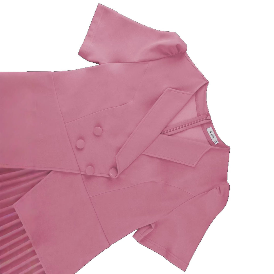 Ladies Pleated Dress with Elegant Blazer StylebySassy
