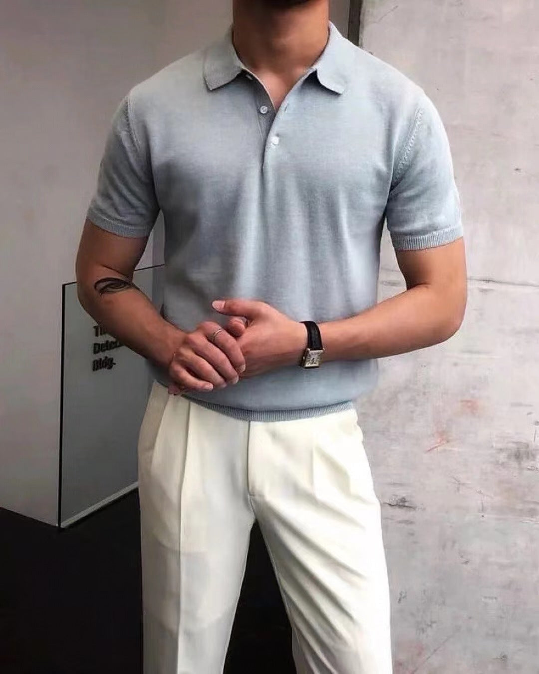 Men's nano Premium fine knit polo shirt with open shirt collar and subtle button placket StylebySassy