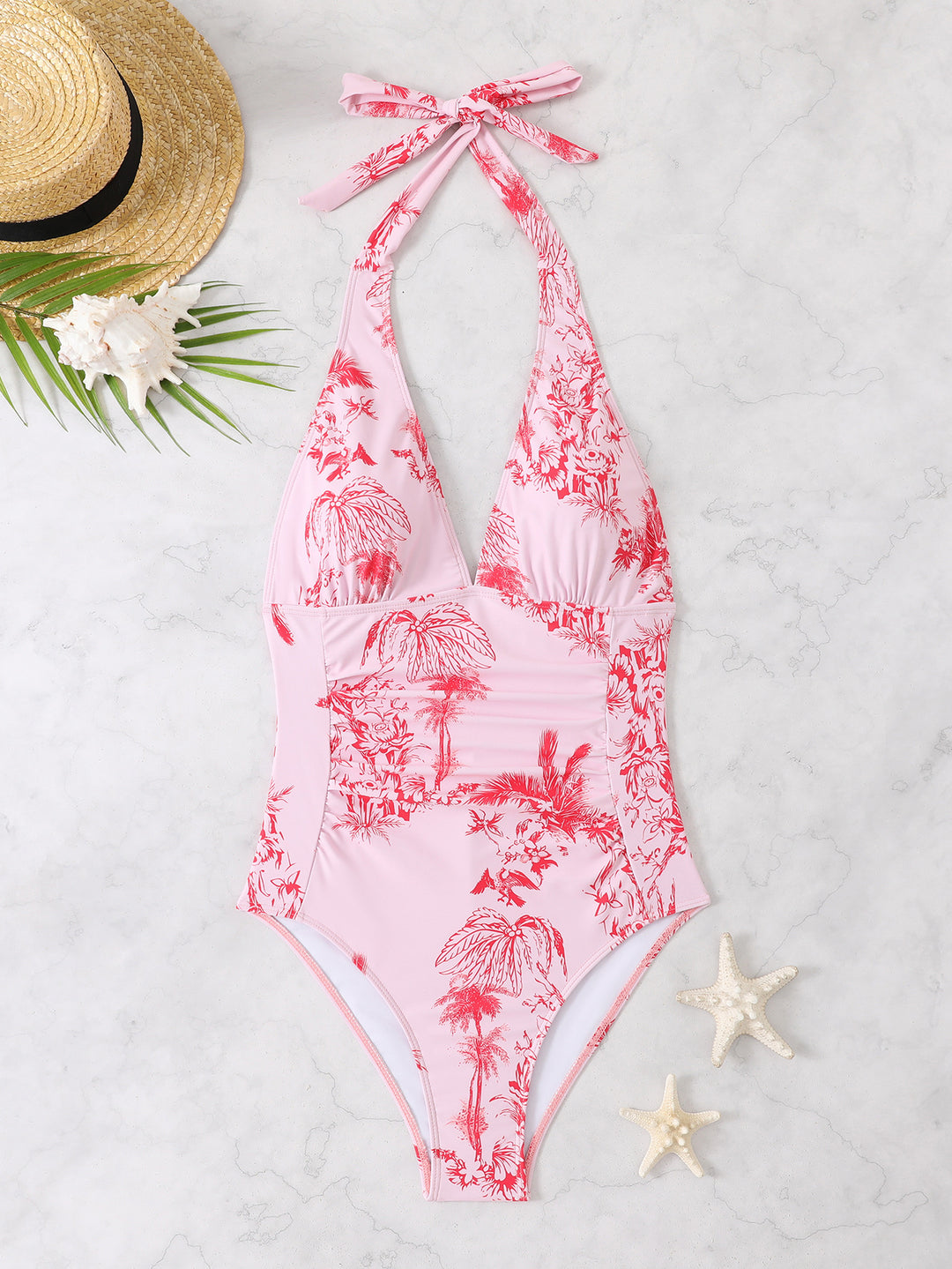 Women's swimsuit with deep V-neck and adjustable halter StylebySassy