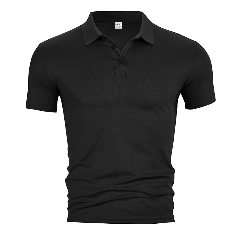 Men's fitted short-sleeve polo shirt made of stretchy jersey with shirt collar and short button placket StylebySassy