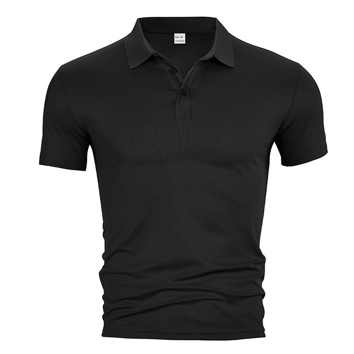 Men's fitted short-sleeve polo shirt made of stretchy jersey with shirt collar and short button placket StylebySassy