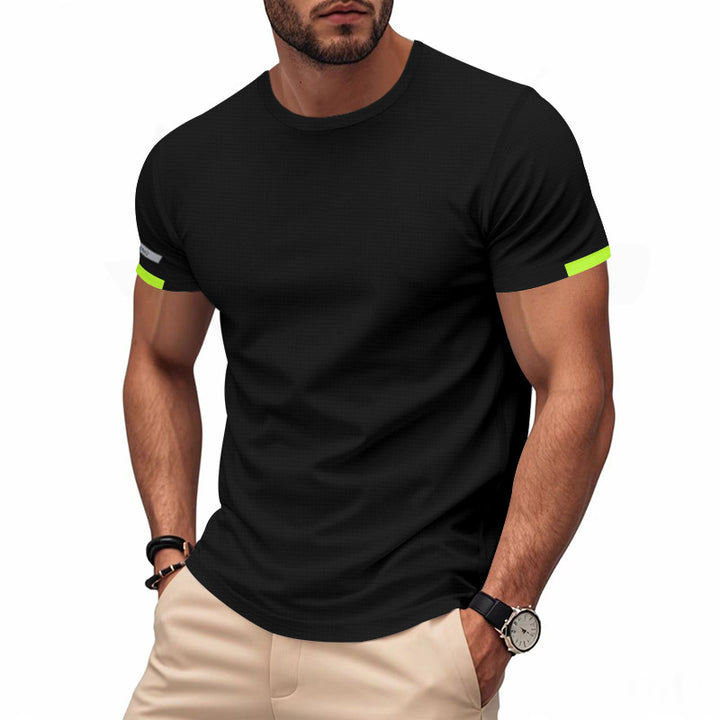 Men's nan athletic functional T-shirt with round neck, body-hugging stretch cut and contrasting sleeve hem StylebySassy