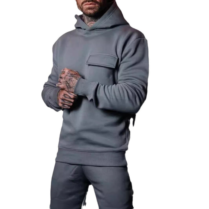 Men's casual athletic hoodie with patch pocket made of heavy French terry StylebySassy