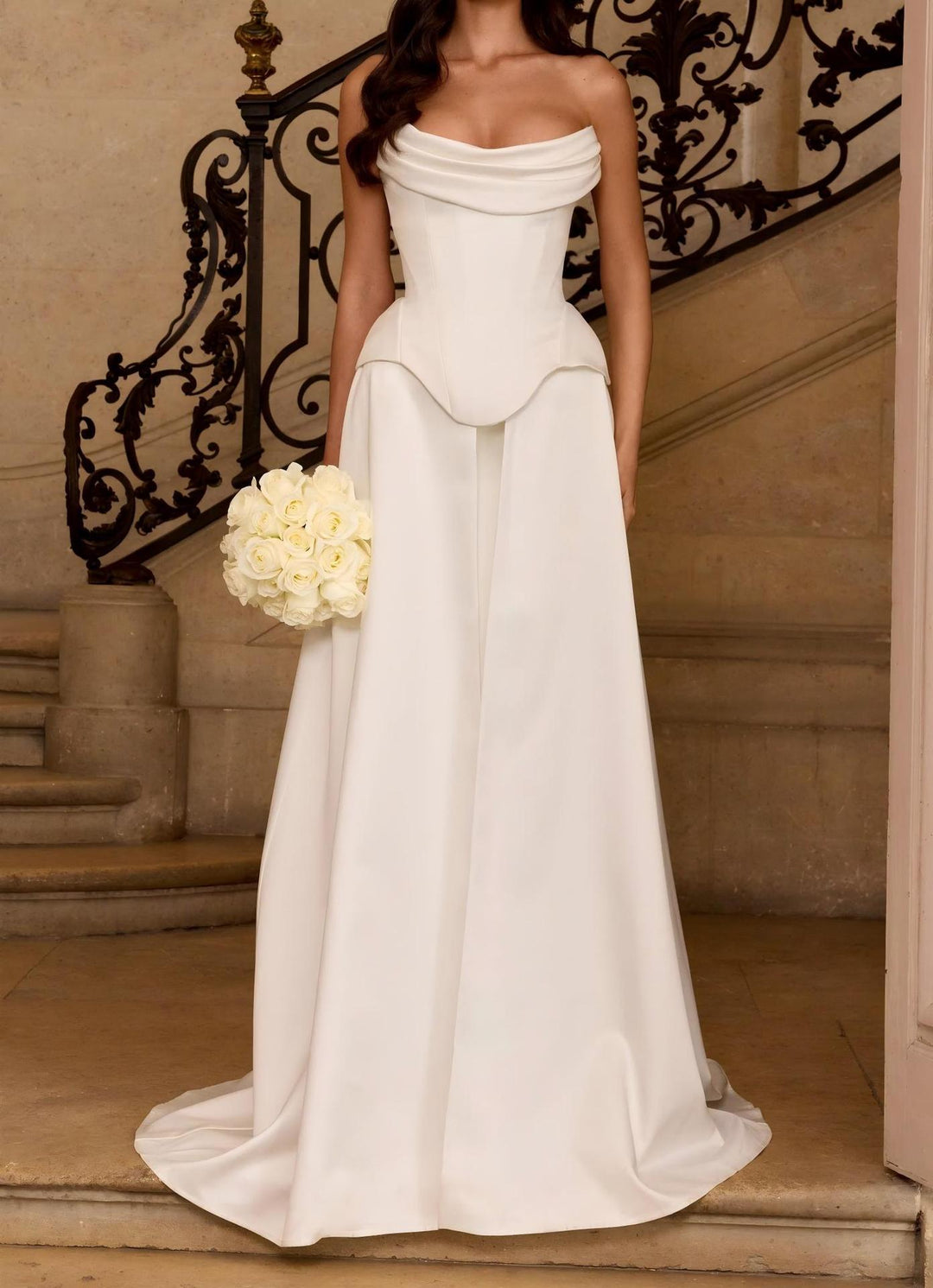 Women High-Quality Wedding Dress with Elegant Draping and Heart-Shaped Neckline StylebySassy