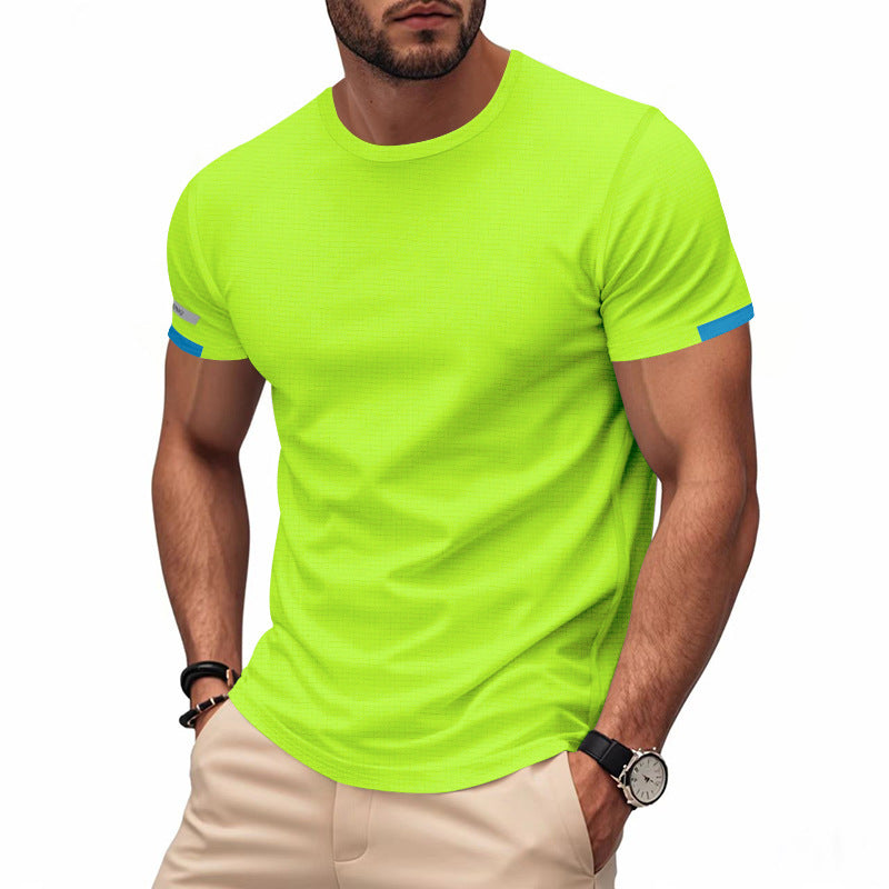 Men's nan athletic short-sleeve cotton jersey T-shirt with round neck and reflective sleeve details StylebySassy