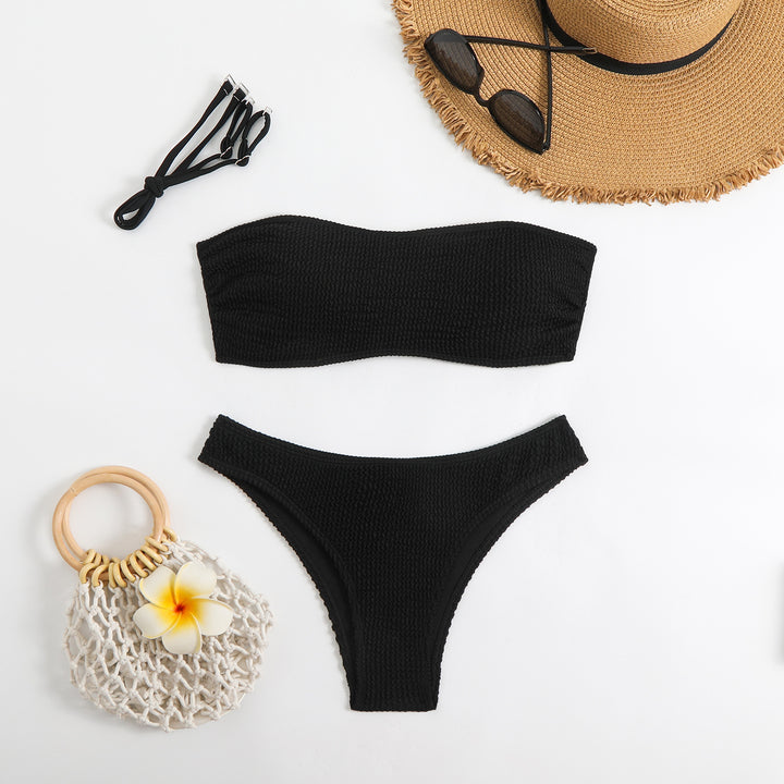 Women Bandeau Bikini Set with textured fabric StylebySassy