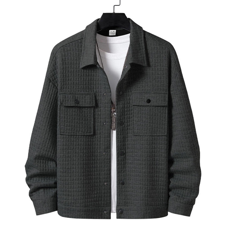 Men's quilted overshirt jacket with square quilted structure and patch chest pockets StylebySassy