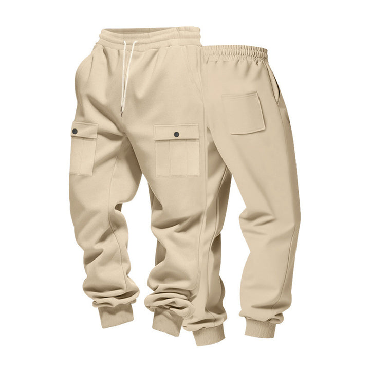 Men's cargo joggers with flap pockets, drawstring waistband, and ribbed ankle cuffs StylebySassy