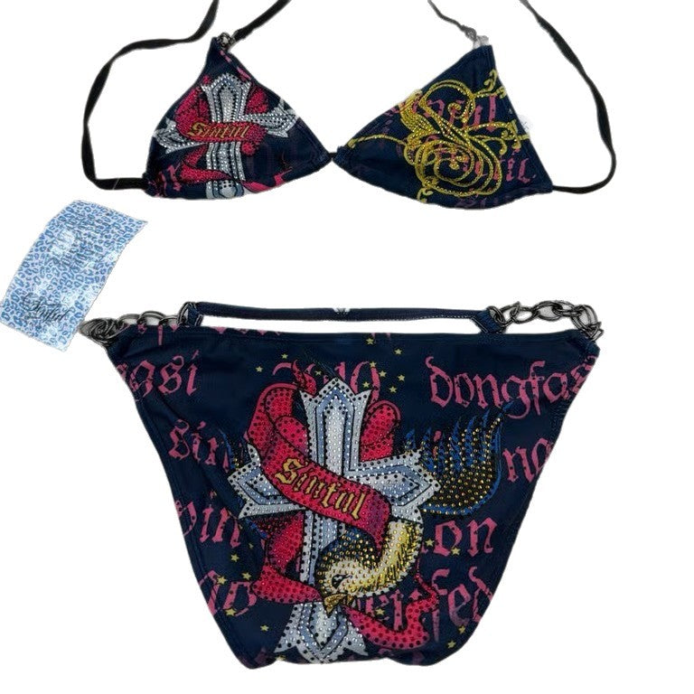 Women's triangle bikini with striking graphic trim StylebySassy