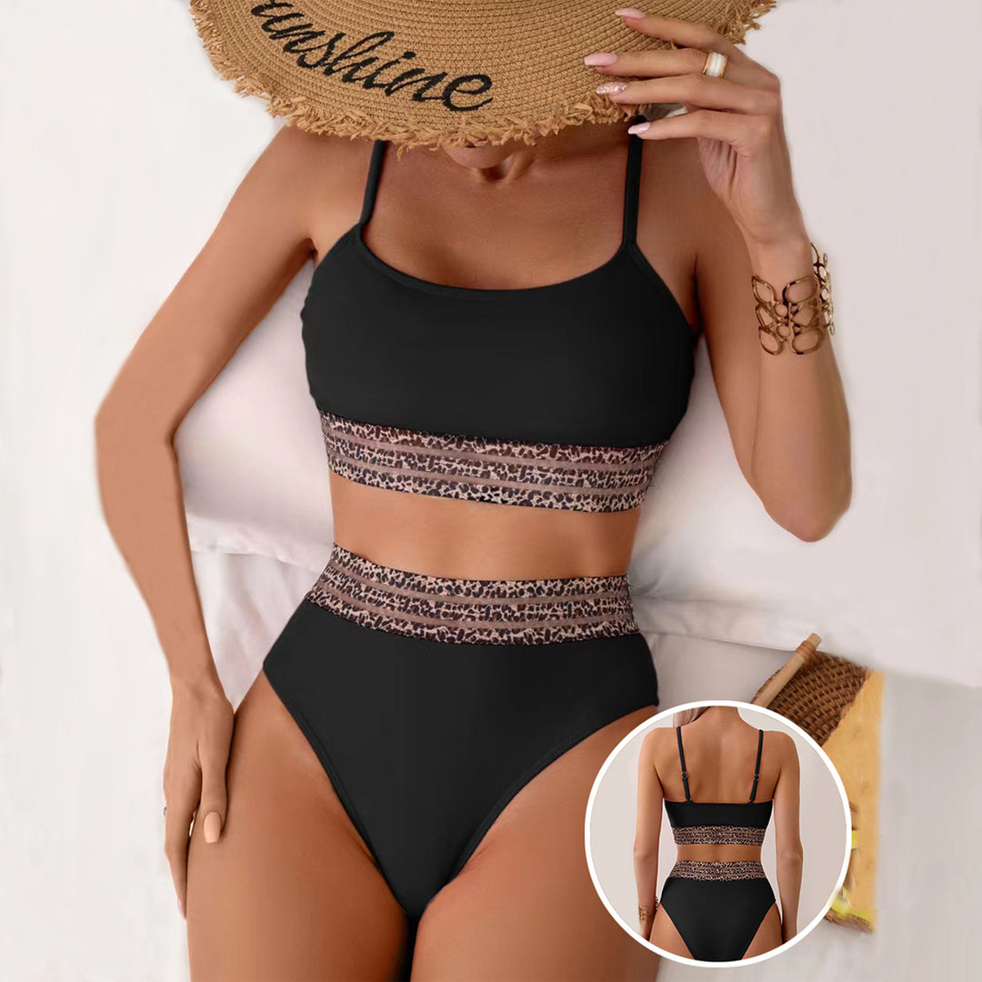Women's High-Waisted Bikini Set with Fashionable Leopard Details StylebySassy
