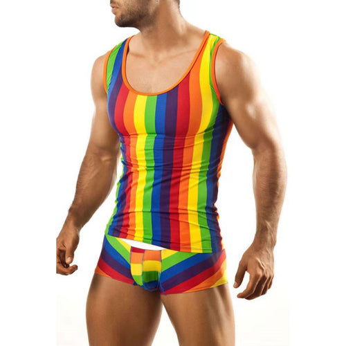 Men's tight-fitting underwear set with tank top and shaping boxer briefs made of stretch jersey StylebySassy
