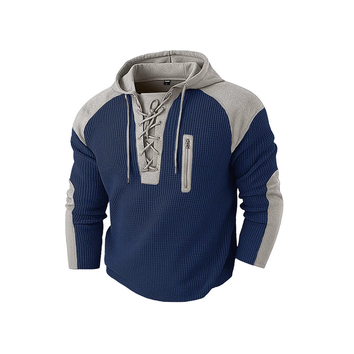 Men's hoodie with lacing trim and vertical zipper chest pocket StylebySassy