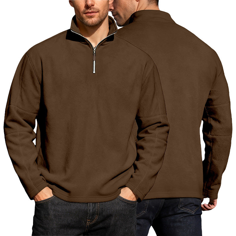 Men's lightweight microfleece performance pullover with short zipper raglan sleeves and shaping seams StylebySassy