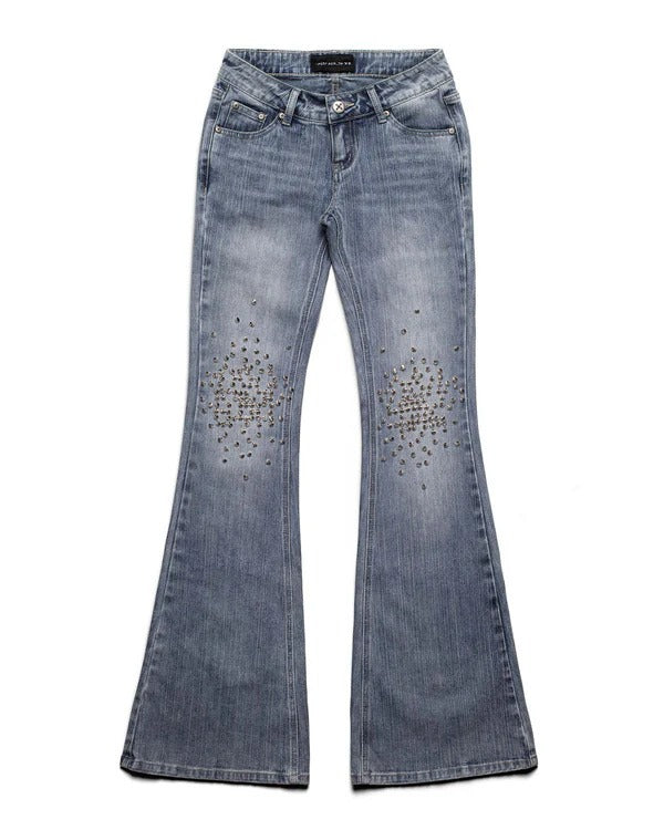 Women's Fashion Bootcut Jeans with Sparkling Studs StylebySassy