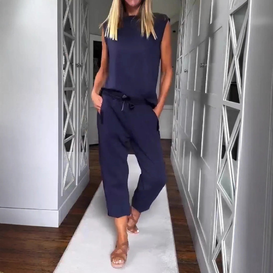 Women's urban jersey two-piece set with dropped shoulder and high-cut cord jog pant StylebySassy