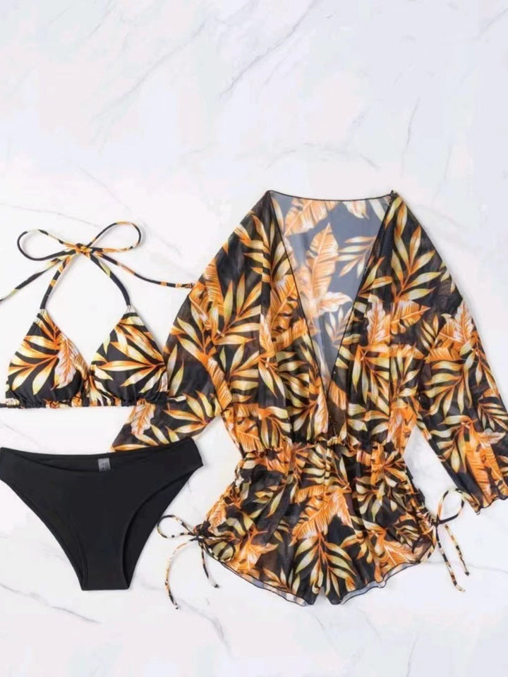 Women's beach outfit set with combined bikini and casual kaftan StylebySassy
