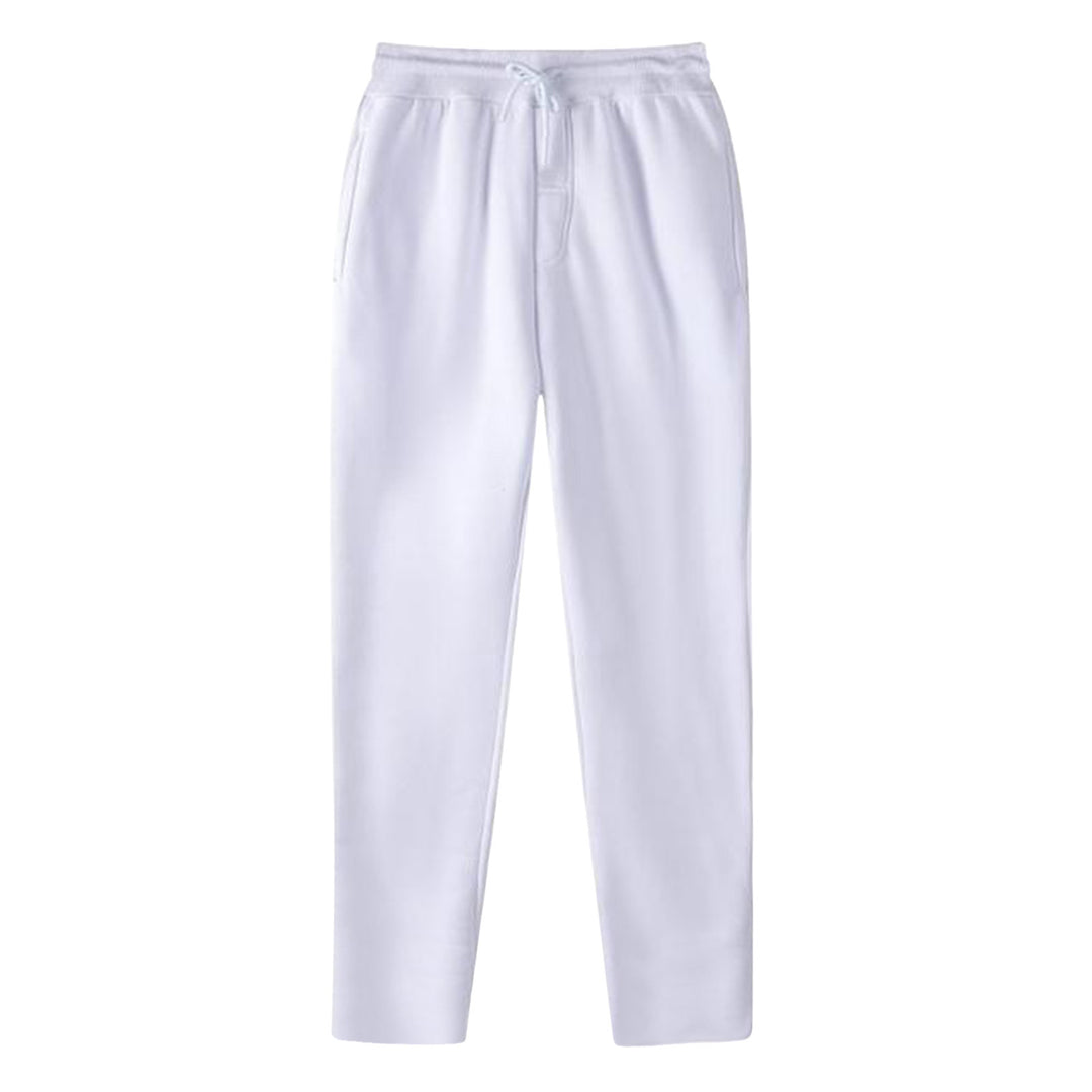 Men's straight-cut sweatpants made of mottled cotton blend with elastic waistband, drawstring, and side pockets StylebySassy