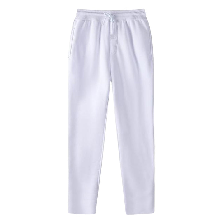 Men's straight-cut sweatpants made of mottled cotton blend with elastic waistband, drawstring, and side pockets StylebySassy
