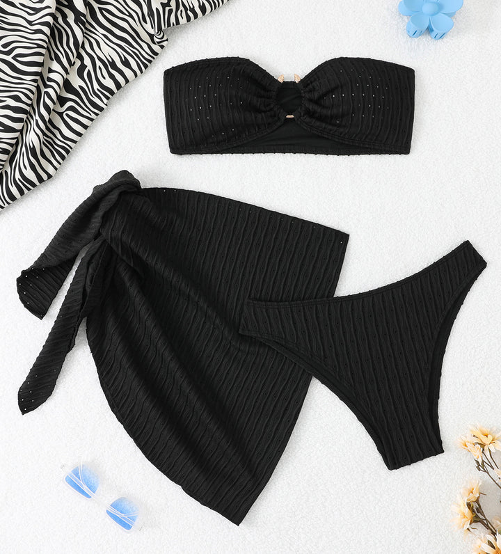 Women's Bandeau Bikini with Elegant Ruffle Structure StylebySassy