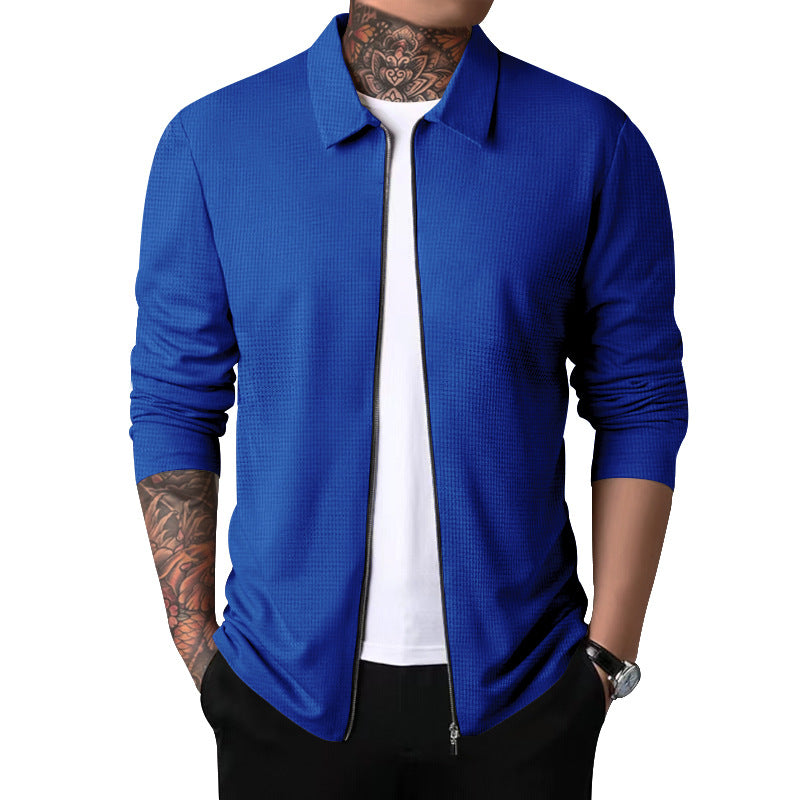Men's nano structured shirt jacket with waffle structure, full-length zipper and slim fit StylebySassy