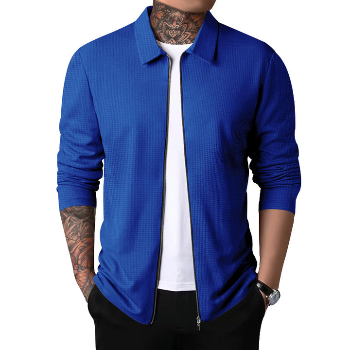 Men's nano structured shirt jacket with waffle structure, full-length zipper and slim fit StylebySassy