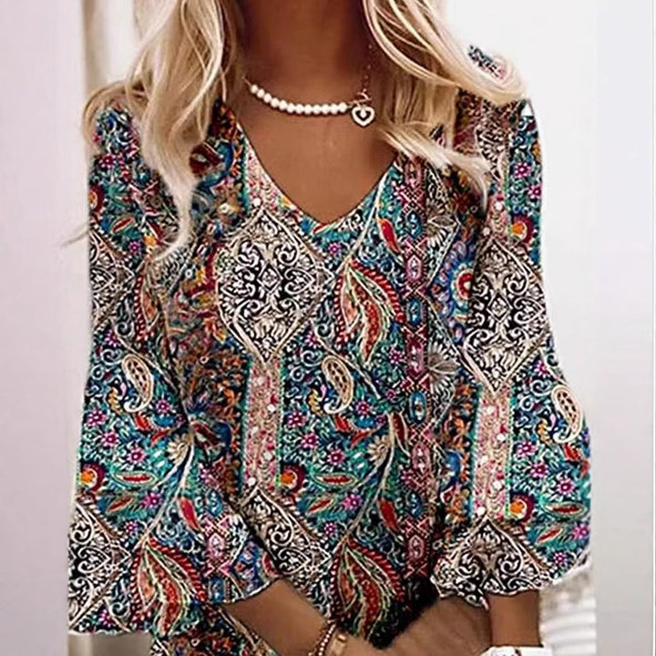 Women nan Boho Tunic Mini Dress with V Neck and Bell Sleeves StylebySassy