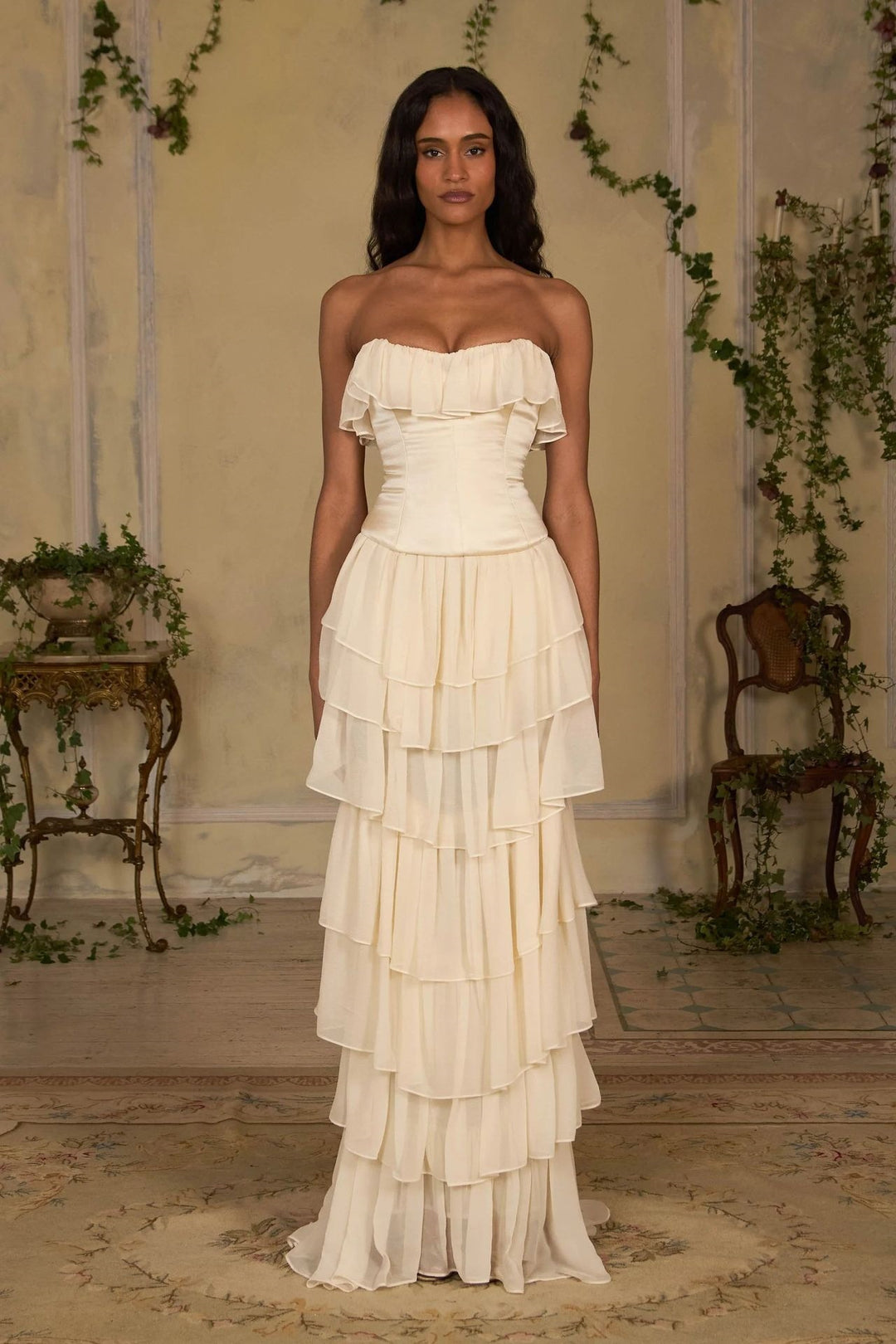 Women Elegant, off-the-shoulder maxi dress with flowing ruffles StylebySassy