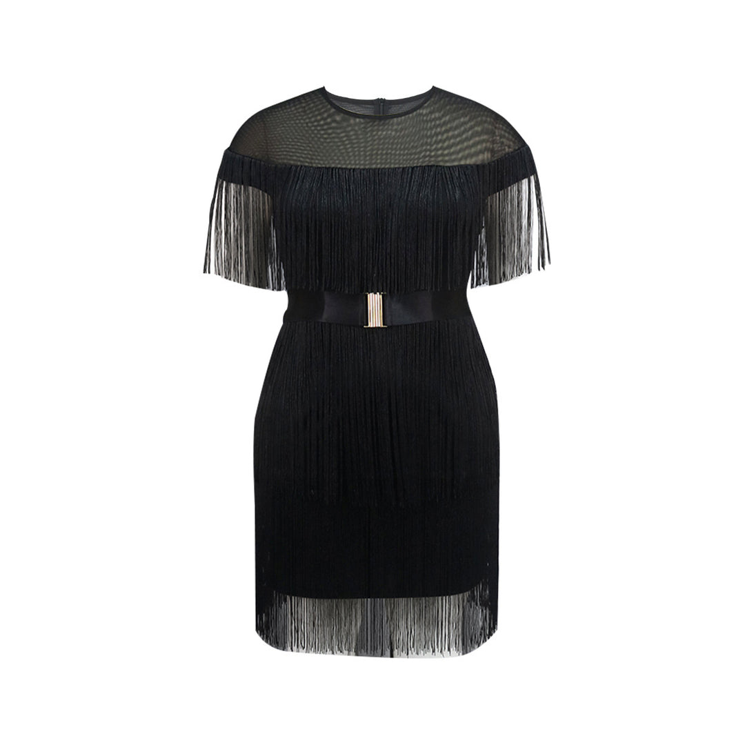 Ladies Fringe Dress with Elegant Waist Belt StylebySassy