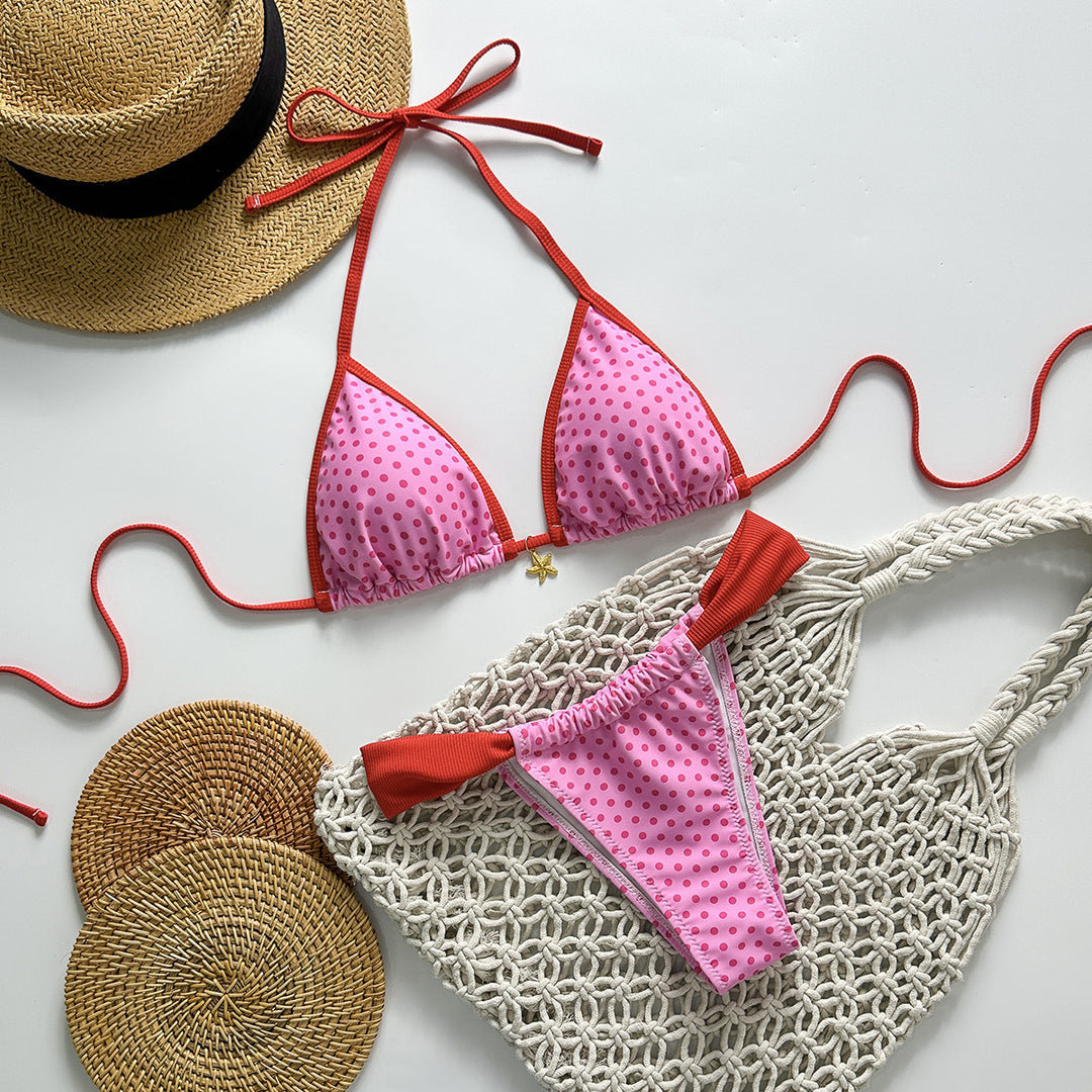 Women's Triangle Bikini with Stylish Polka Dot Pattern StylebySassy