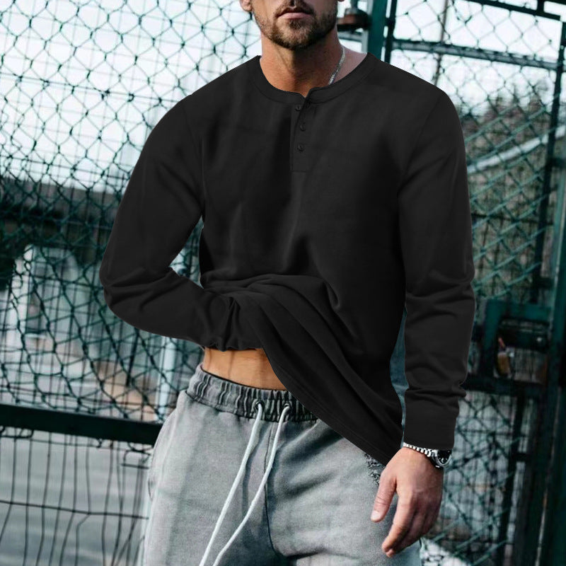 Men's casual long-sleeve shirt with short button placket, soft cotton jersey and slim silhouette StylebySassy