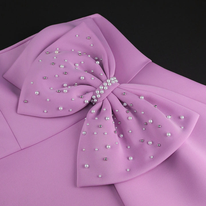 Women's Strapless Cocktail Dress with High-Quality Ruffle Detail and Sparkling Pearls StylebySassy