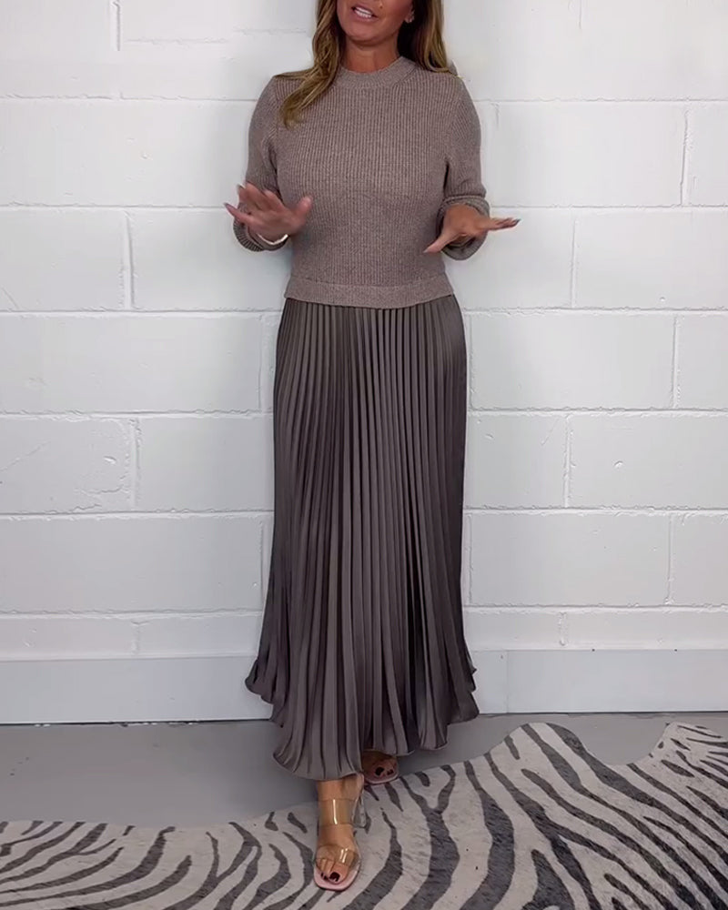 Women's nan pleated maxi skirt with elastic comfort waistband and softly falling pleats StylebySassy