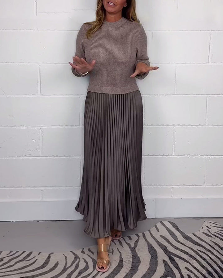 Women's nan pleated maxi skirt with elastic comfort waistband and softly falling pleats StylebySassy