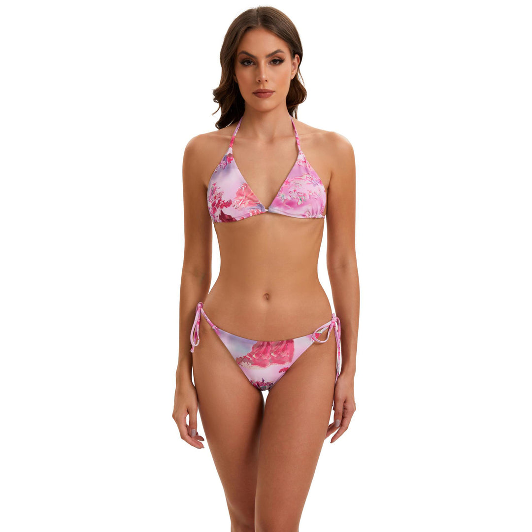 Women's bikini set with long-sleeve crop top and floral design StylebySassy