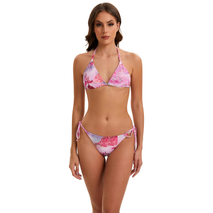 Women's bikini set with long-sleeve crop top and floral design StylebySassy