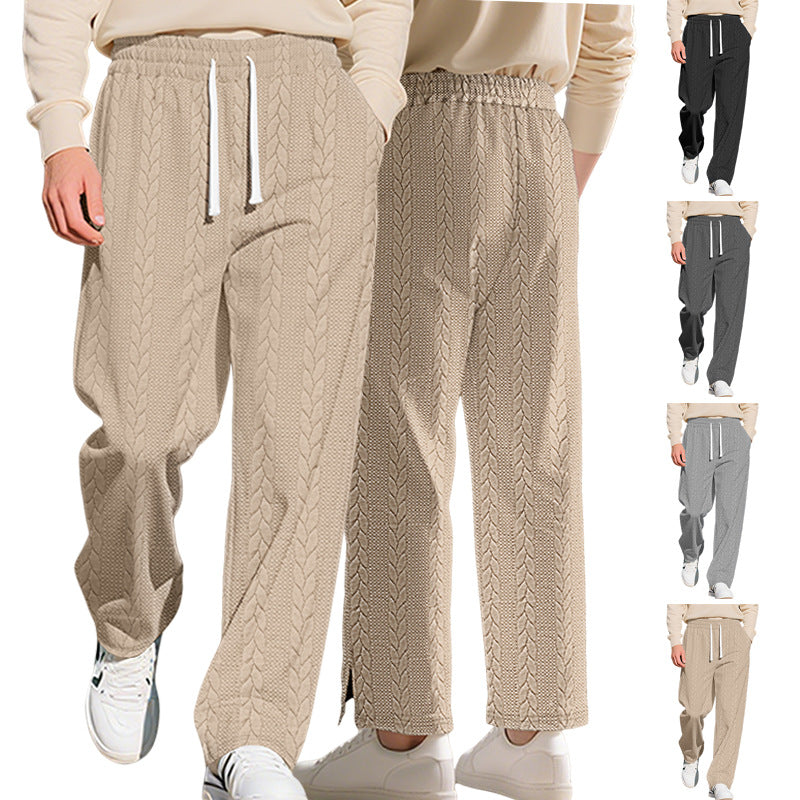Men's loosely falling knit joggers with cable pattern and drawstring StylebySassy