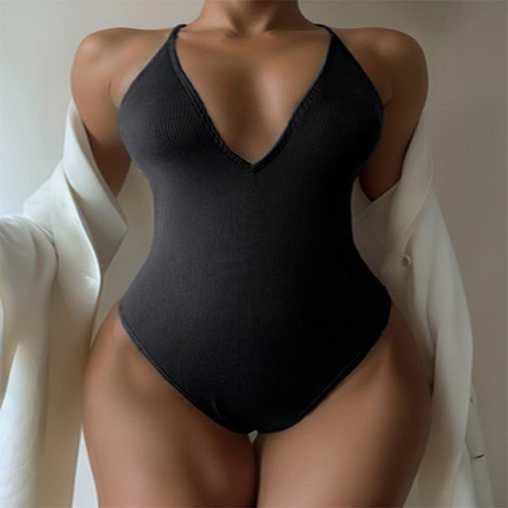 Women Elegant Swimsuit with Deep V-Neck and Adjustable Straps StylebySassy