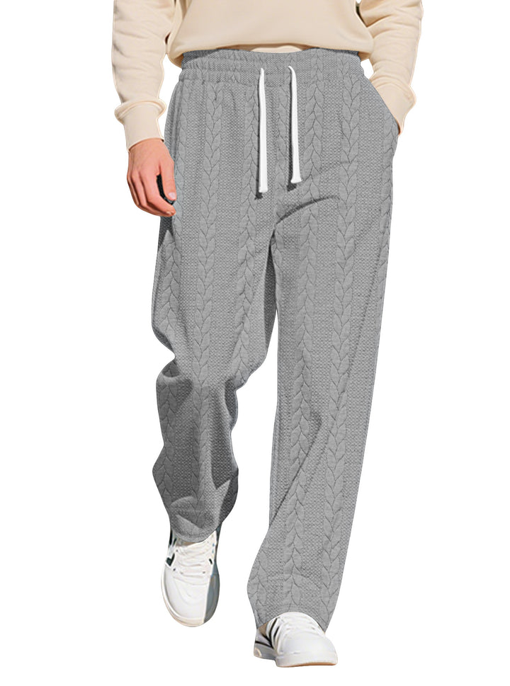 Men's loosely falling knit joggers with cable pattern and drawstring StylebySassy