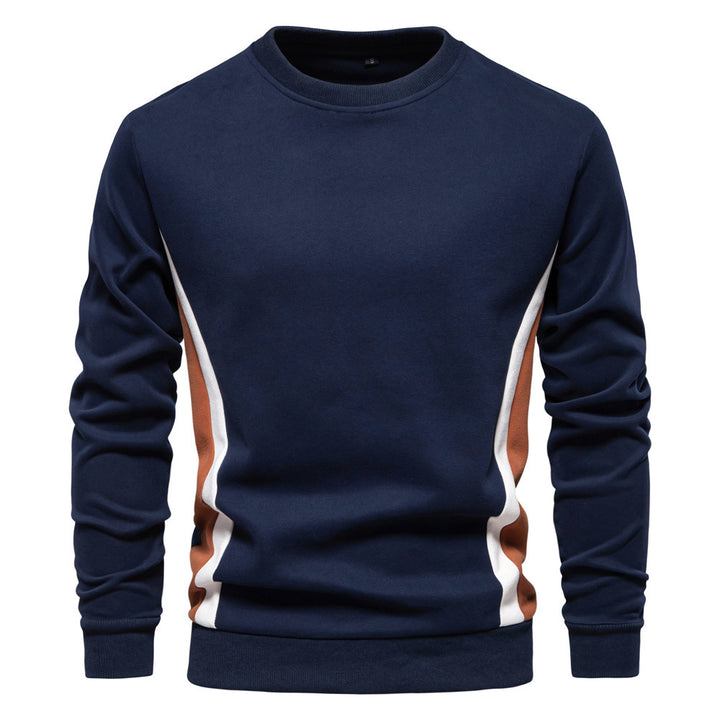 Men's round neck sweatshirt made of cotton blend with contrasting side piping and slim silhouette StylebySassy