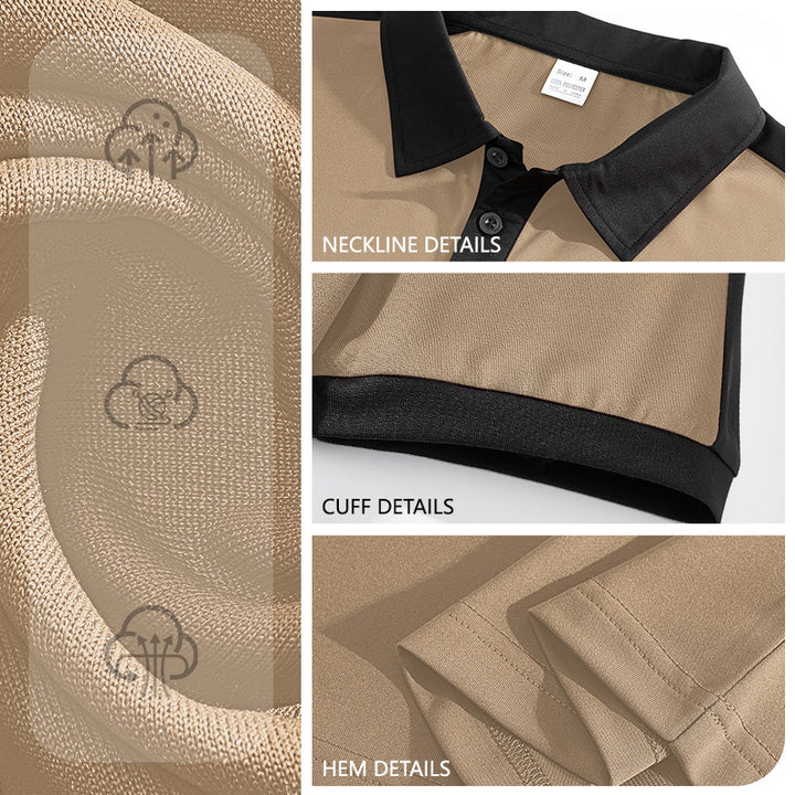 Men's nan Premium polo in retro contrast look with shirt collar and three-button placket StylebySassy