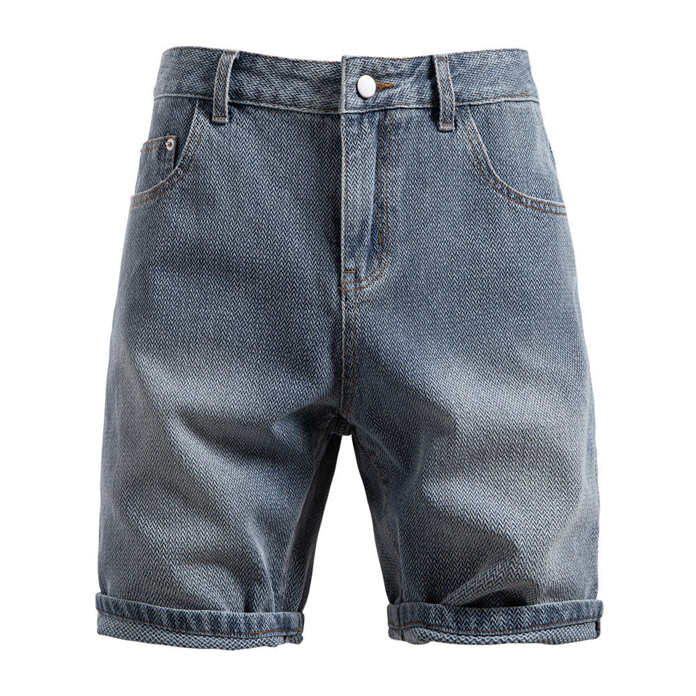 Men's denim shorts with turn-up, mid-rise waistband and classic pocket configuration StylebySassy