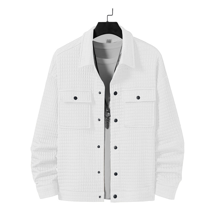 Men's quilted overshirt jacket with square quilted structure and patch chest pockets StylebySassy