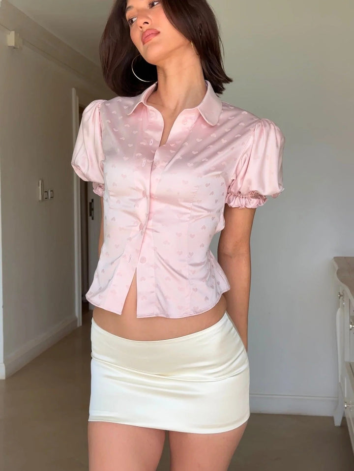 Women’s Short Sleeve Blouse with Puff Sleeves StylebySassy